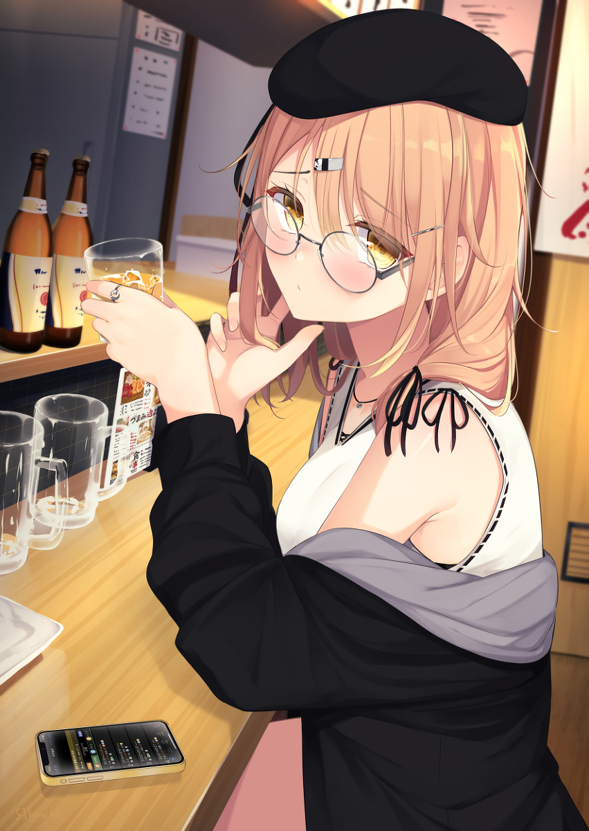 This is a pixiv picture whose title is 「せんぱい、もうちょっとだけ一緒にいませんか……？」.