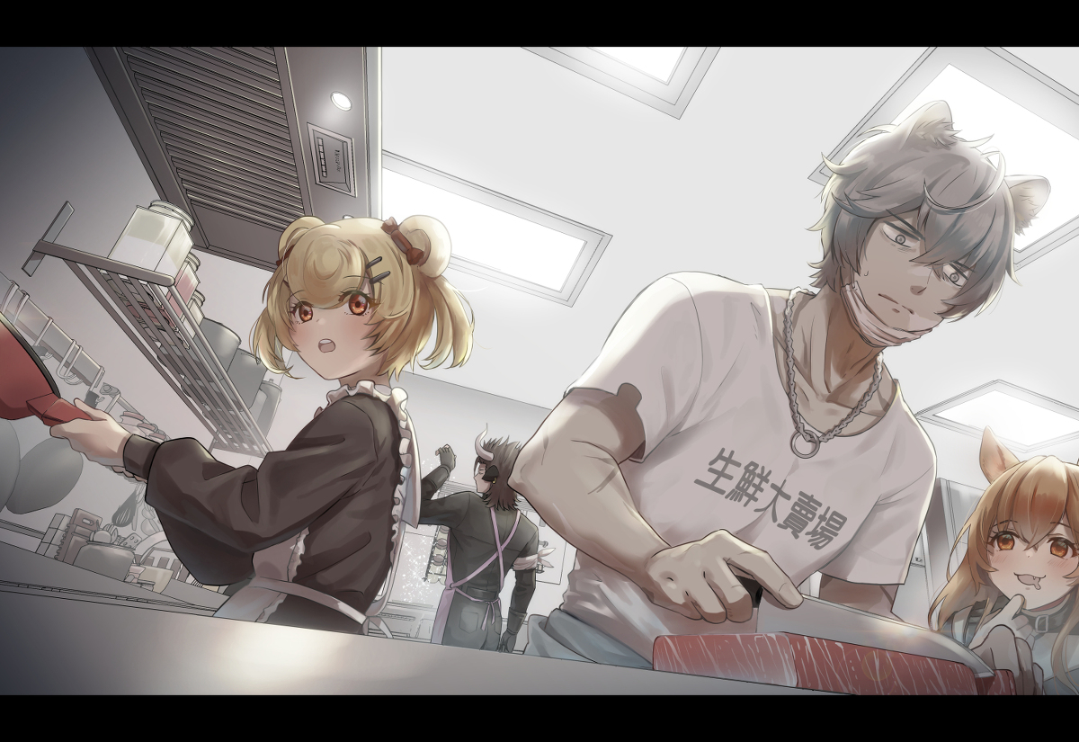 This is a pixiv picture whose title is ロドス料理部.