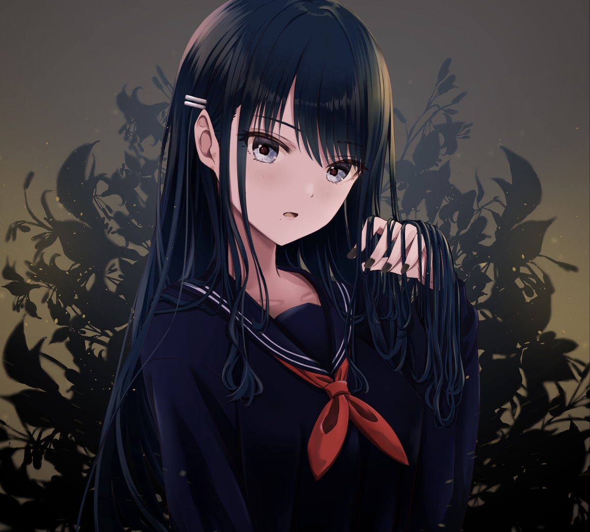 This is a pixiv picture whose title is 黒百合前.