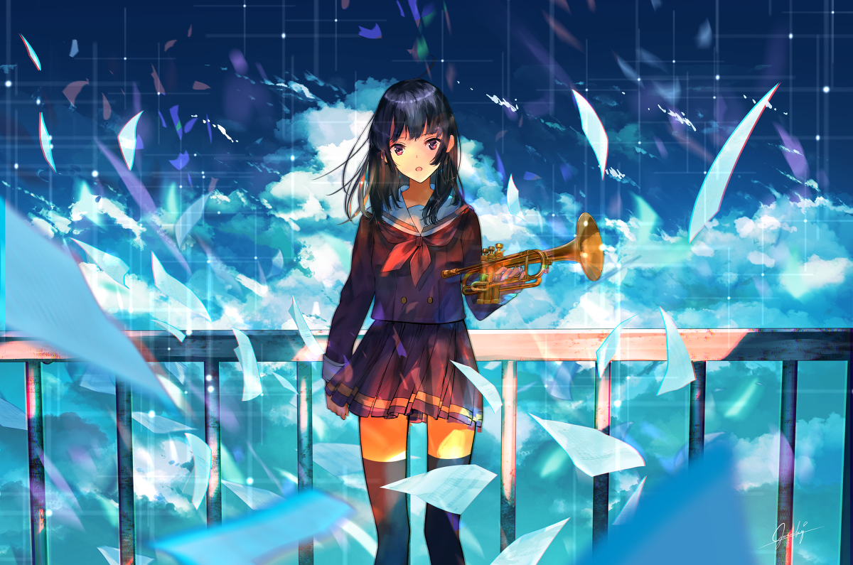 This is a pixiv picture whose title is 「本当の音」.