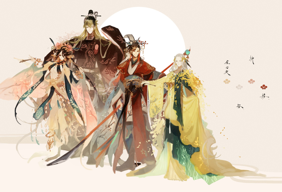 This is a pixiv picture whose title is 東西南北春花装束.