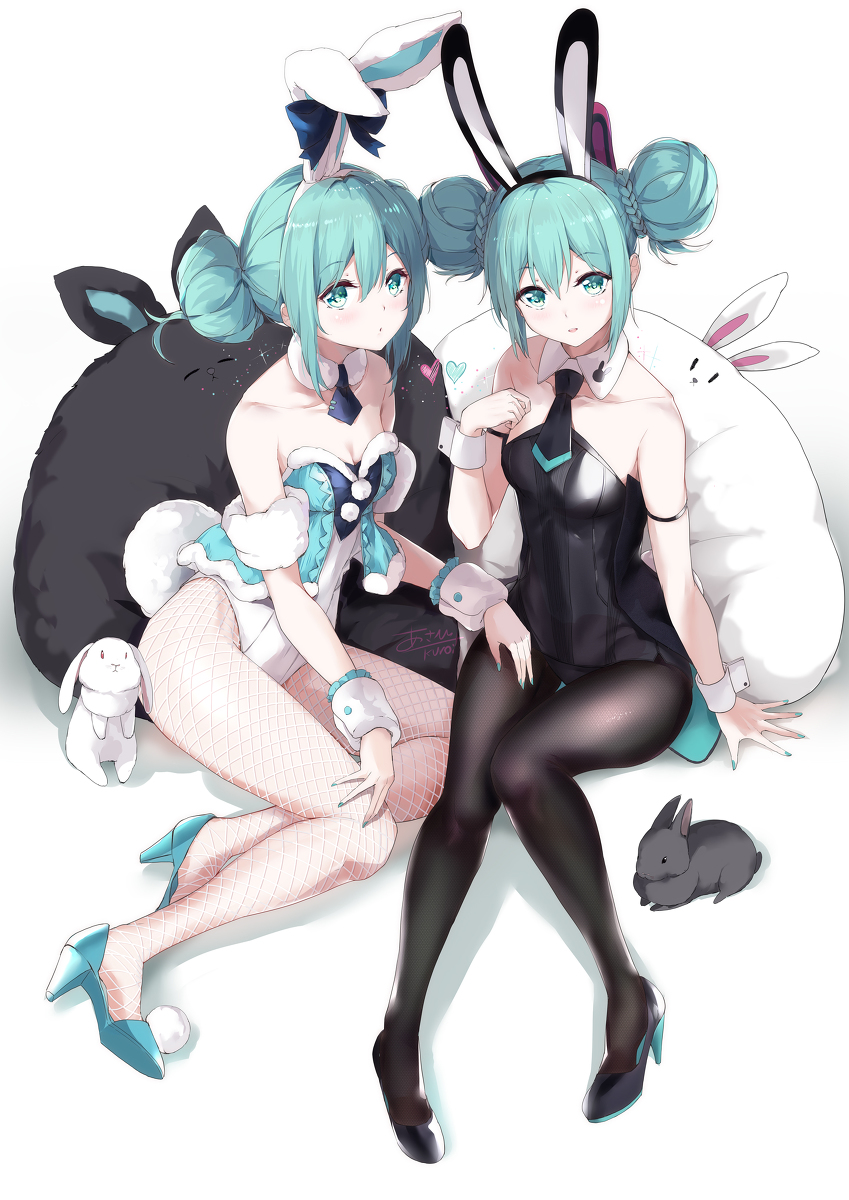 This is a pixiv picture whose title is 白兎と黒兎.