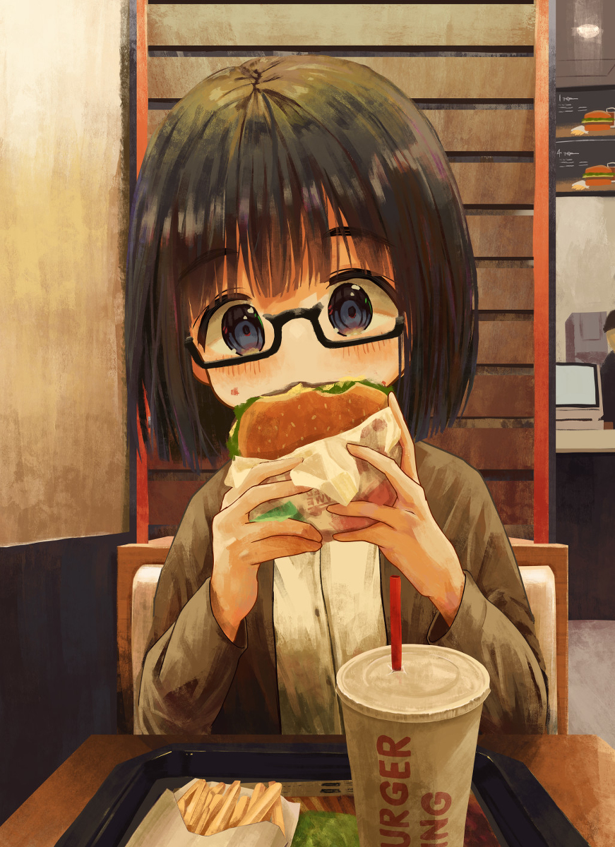 This is a pixiv picture whose title is バーガーキング食べてるアラサー.