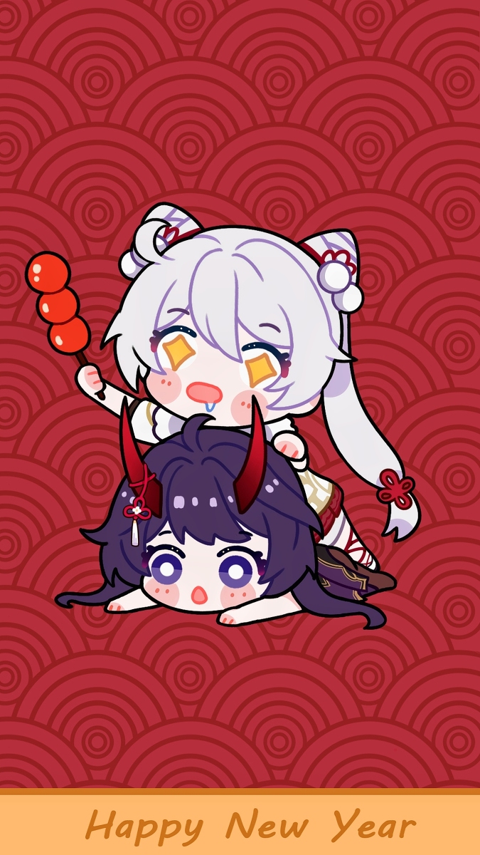 This is a pixiv picture whose title is 【新年壁纸】琪芽.