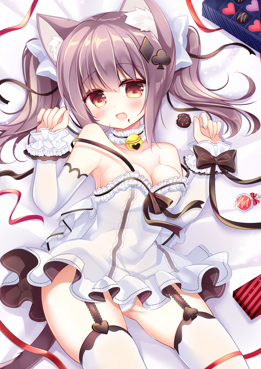 This is a pixiv picture whose title is 一緒にチョコ食べよ？.