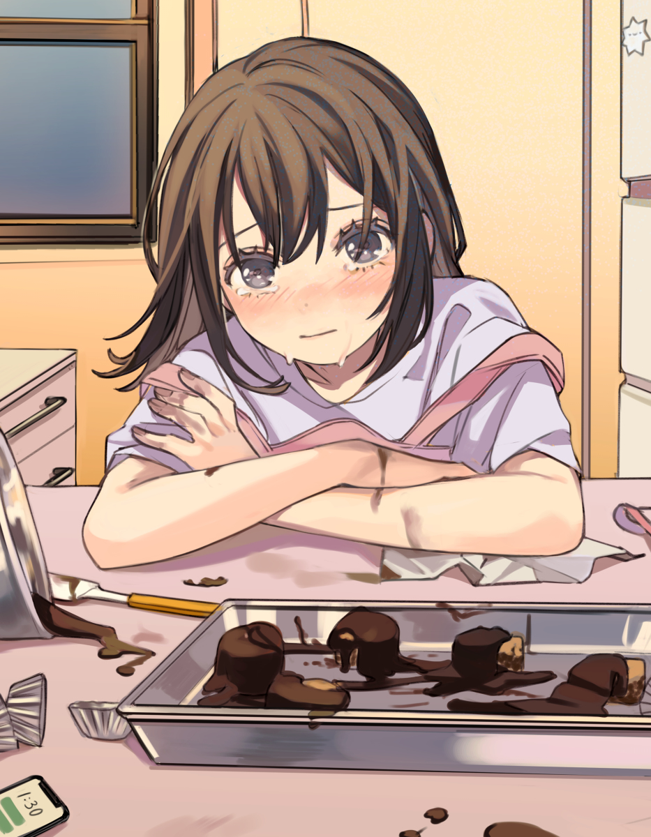 This is a pixiv picture whose title is 間に合わない、、どうしよう….