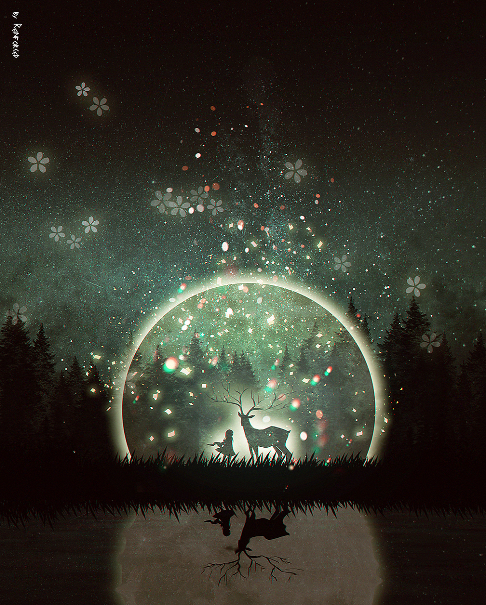 This is a pixiv picture whose title is Moon Shadows.