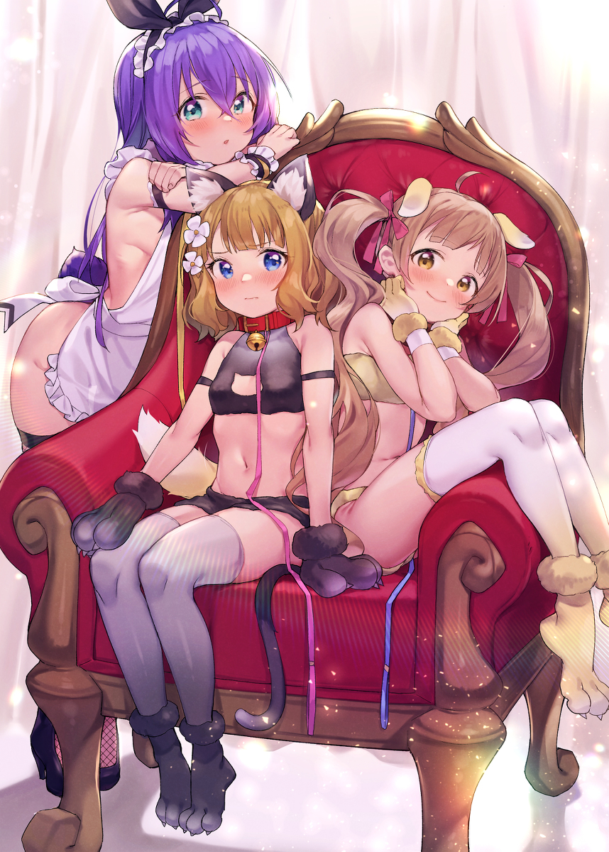 This is a pixiv picture whose title is ウサギ?  ネコ?  イヌ?.