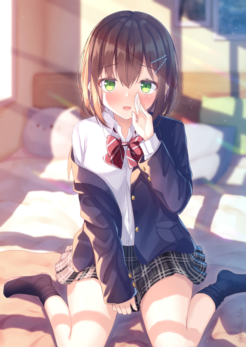 This is a pixiv picture whose title is 放課後、幼馴染の部屋で.