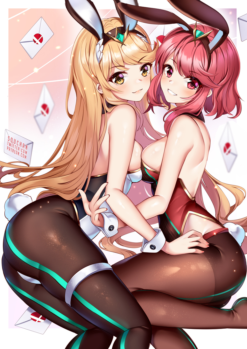 This is a pixiv picture whose title is Pyra & Mythra.