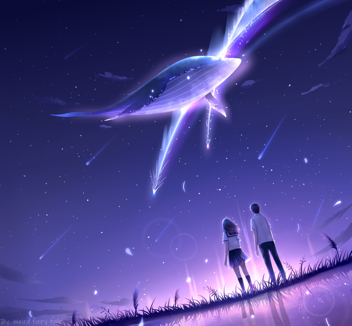 This is a pixiv picture whose title is 鲸的夜晚.