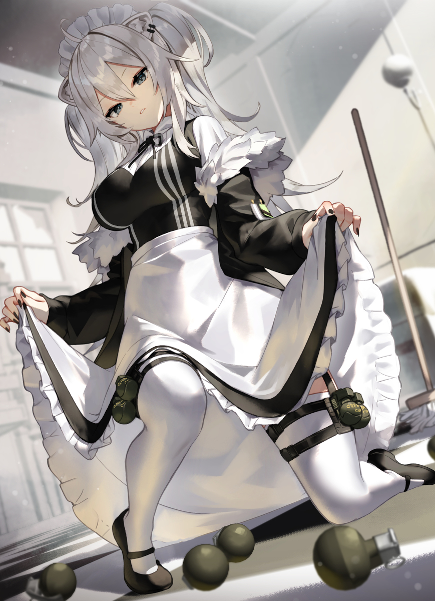 This is a pixiv picture whose title is メイドししろん.