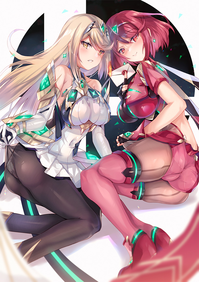 This is a pixiv picture whose title is スマブラ版ホムラ＆ヒカリ.