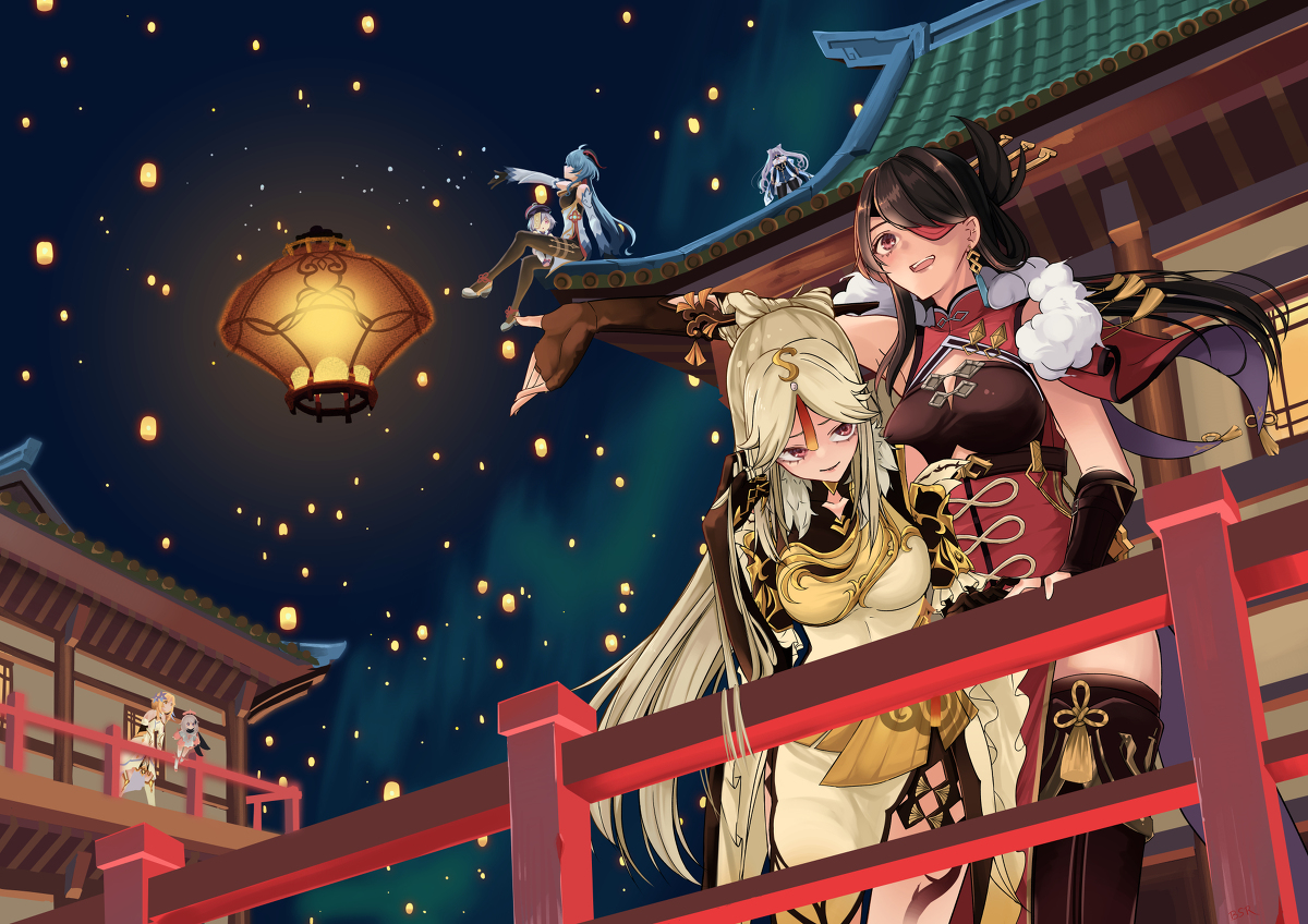 This is a pixiv picture whose title is Lantern rite Genshin impact.