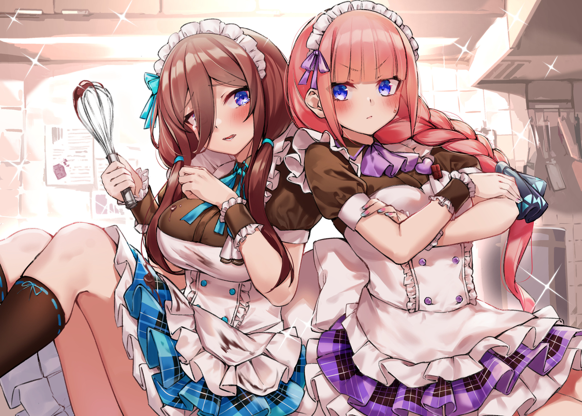 This is a pixiv picture whose title is 手作りチョコ対決！二乃＆三玖チョコレート.