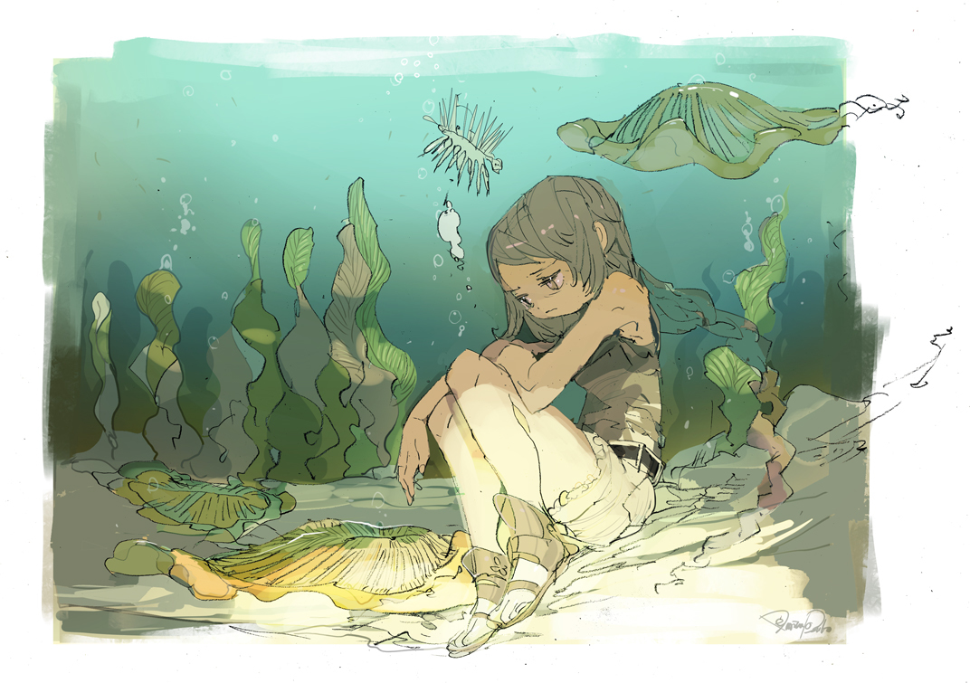 This is a pixiv picture whose title is 古代の海で沈みたい.