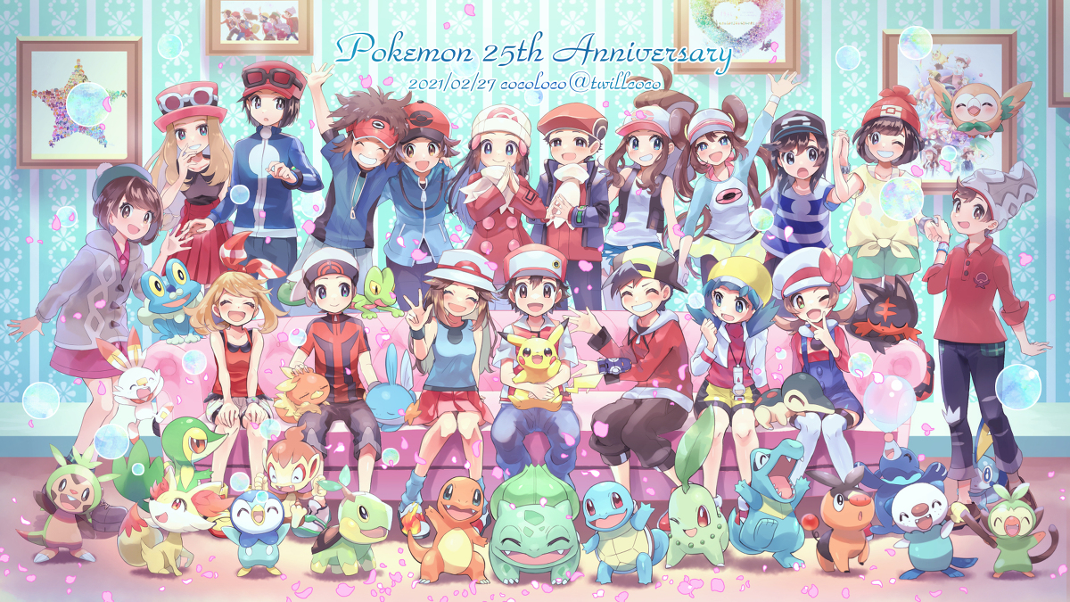 This is a pixiv picture whose title is ポケモン25周年！.