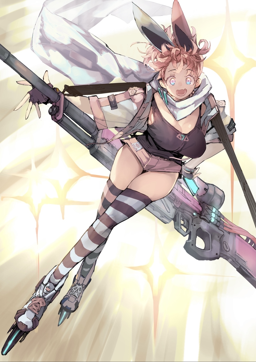 This is a pixiv picture whose title is 【強化人類アムネロ】スナイパーミュカ【オリジナル】.