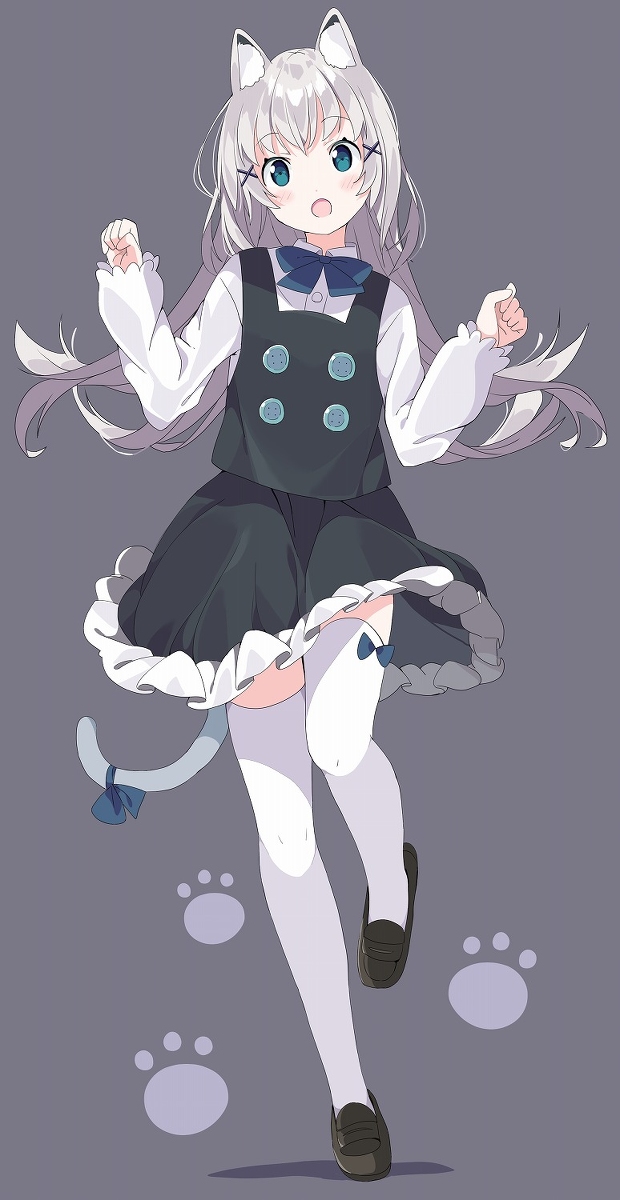 This is a pixiv picture whose title is 銀髪ロングけもみみちゃん.