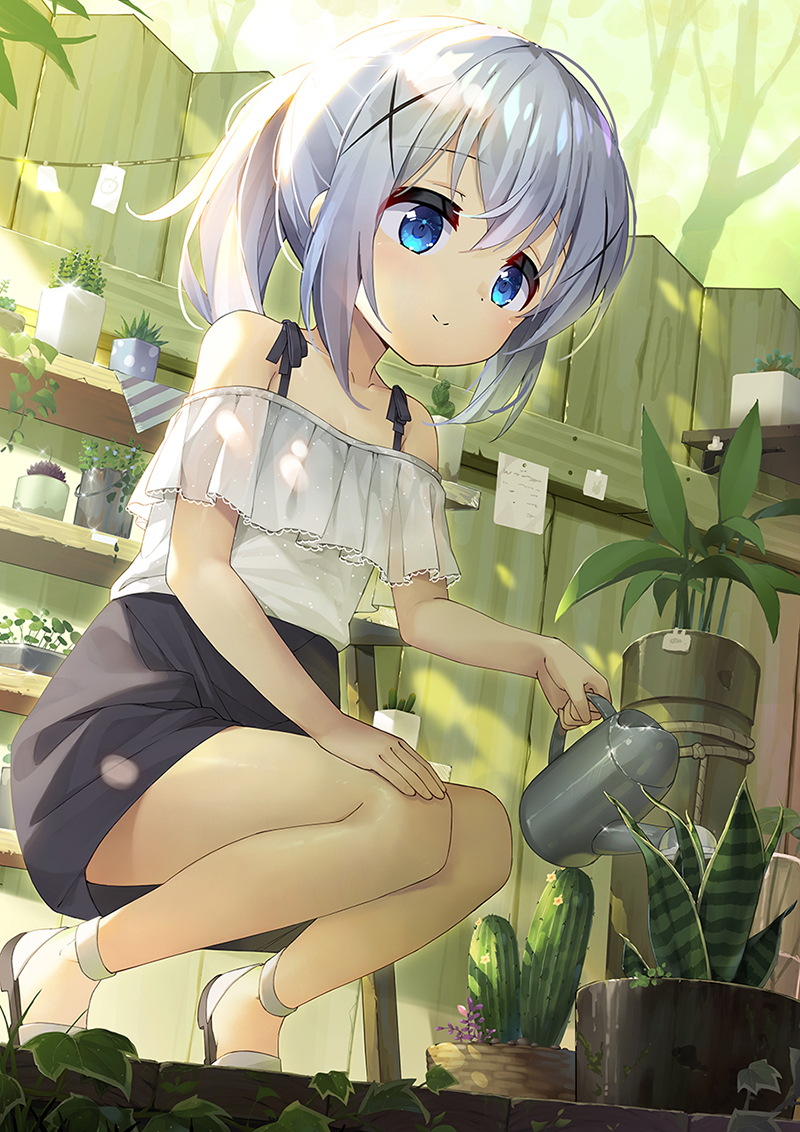 This is a pixiv picture whose title is 花育ててるチノちゃん.