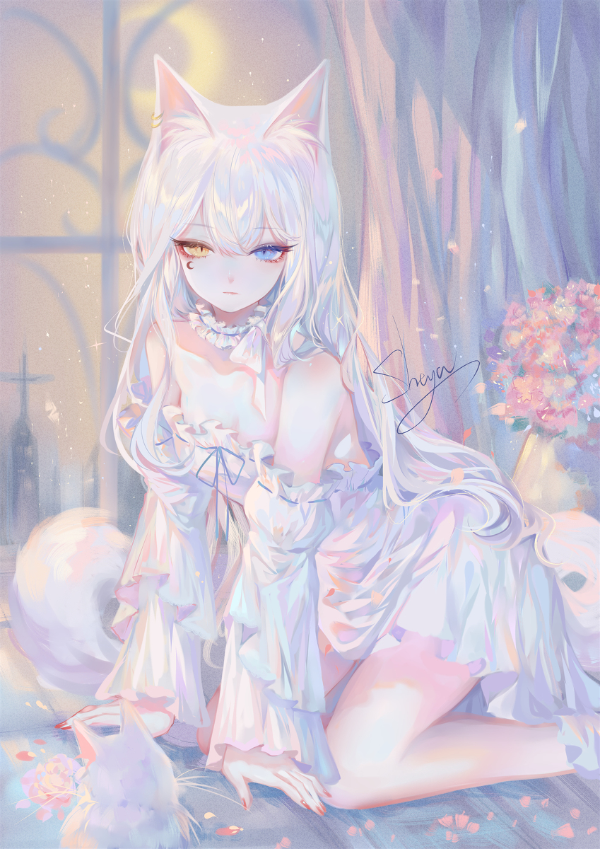 This is a pixiv picture whose title is 🌙🐱.