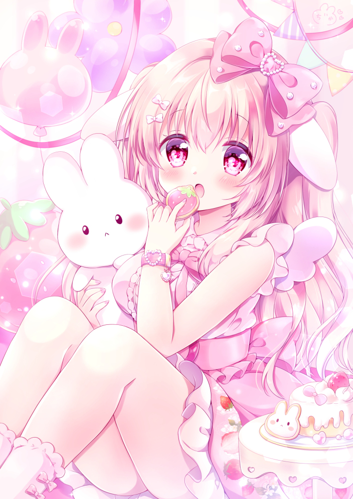 This is a pixiv picture whose title is うさぎ🍓.