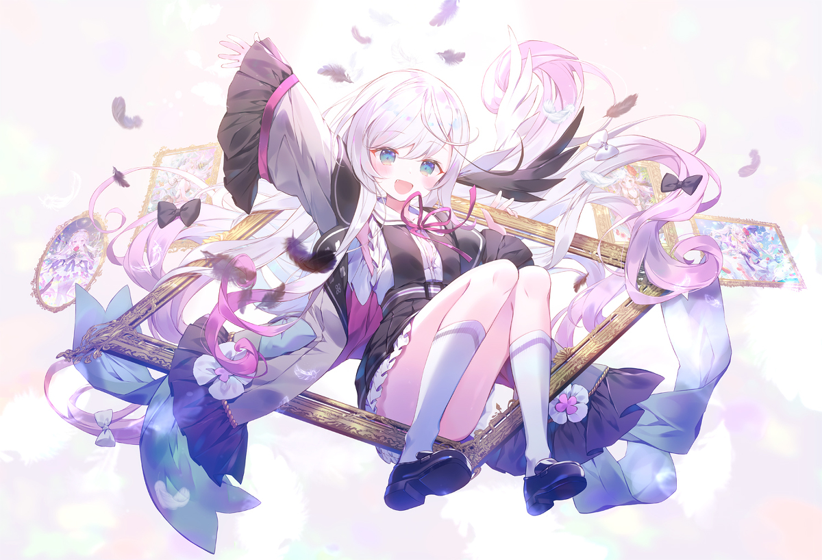 This is a pixiv picture whose title is 絵の世界から飛び出してきた女の子.
