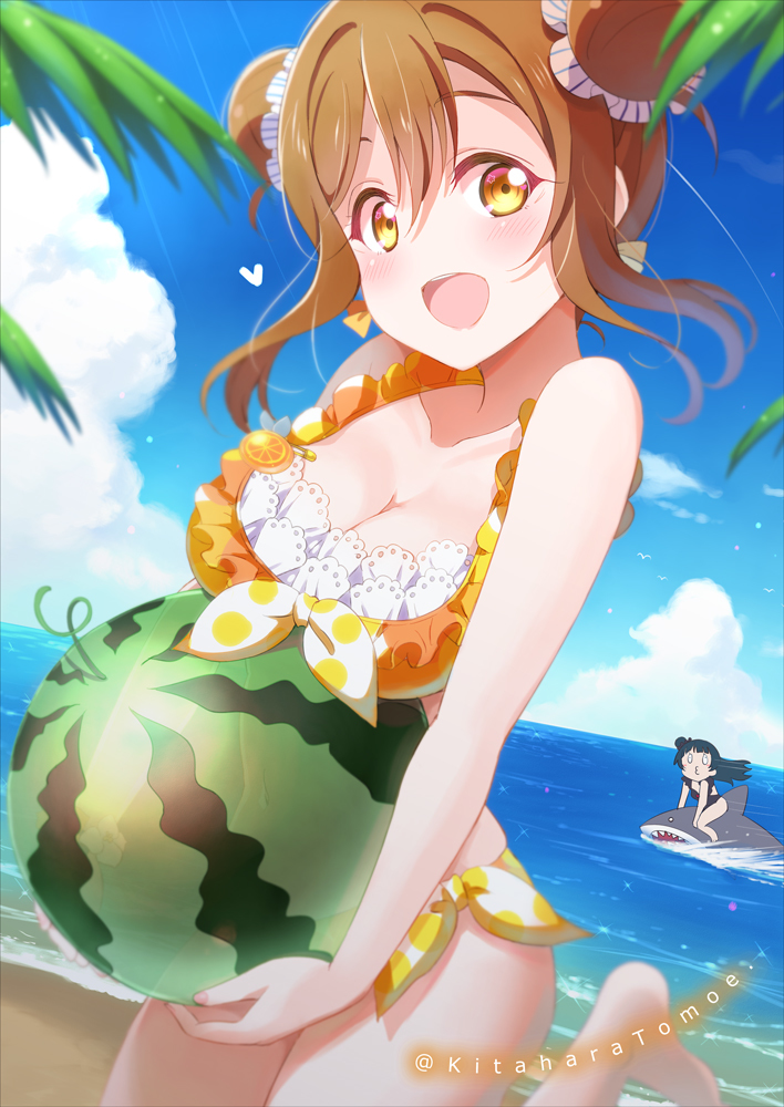 This is a pixiv picture whose title is 💮見て！おっきいスイカ！一緒に食べるずら～！…なんちゃって♪.