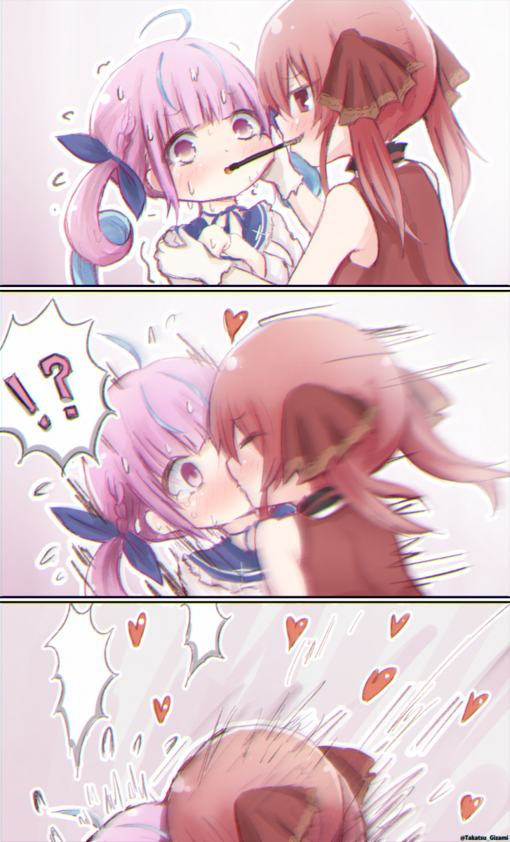 This is a pixiv picture whose title is あくあマリンポッキーゲーム.
