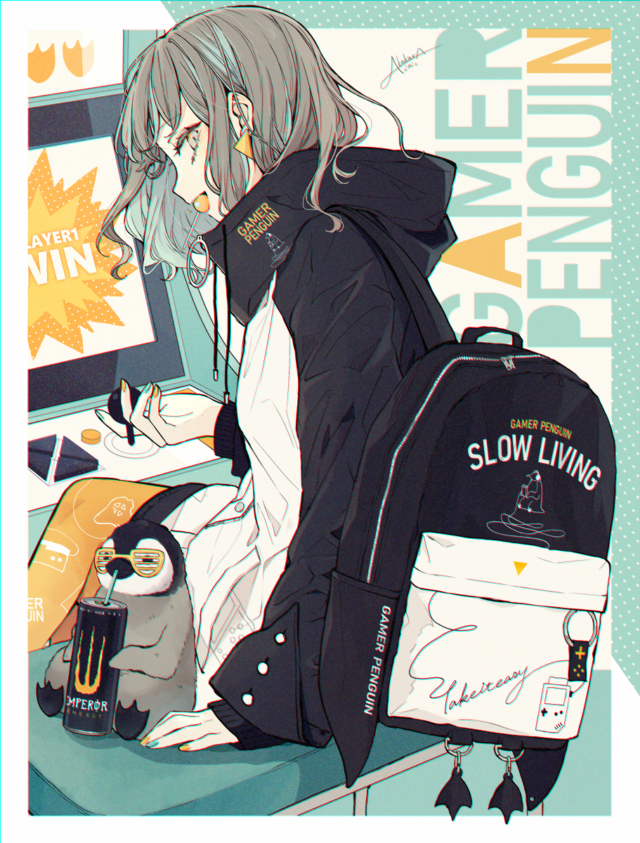 This is a pixiv picture whose title is ゲーマーペンギン / リュック.