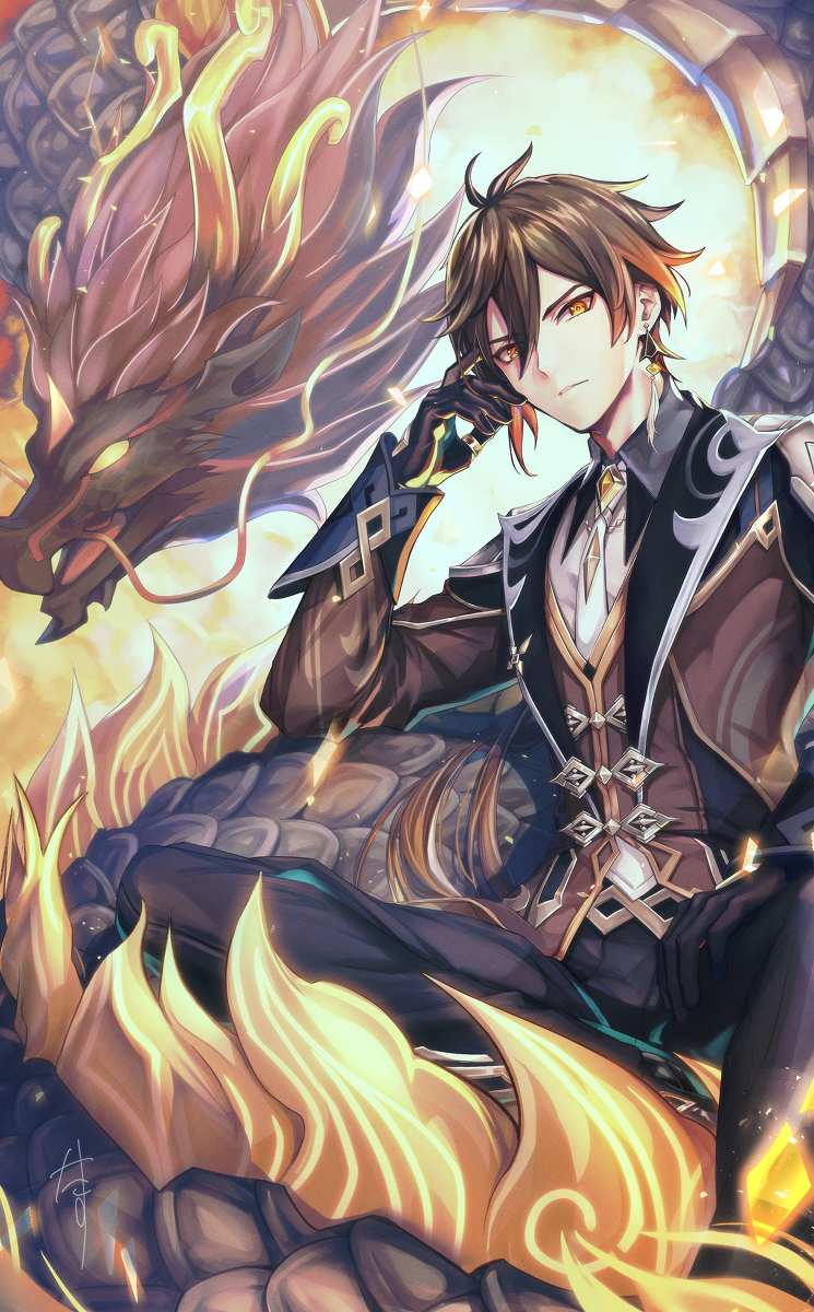 This is a pixiv picture whose title is 鍾離先生.
