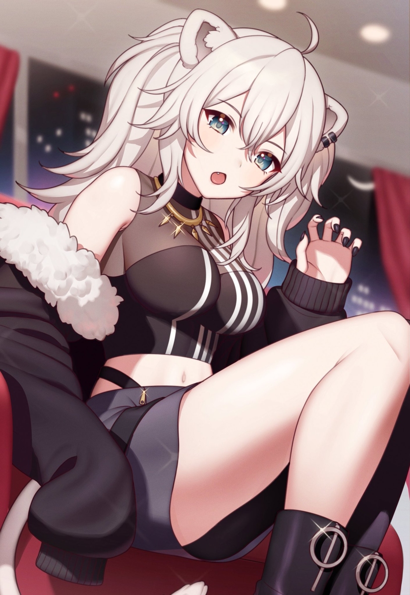 This is a pixiv picture whose title is 獅白ぼたん.