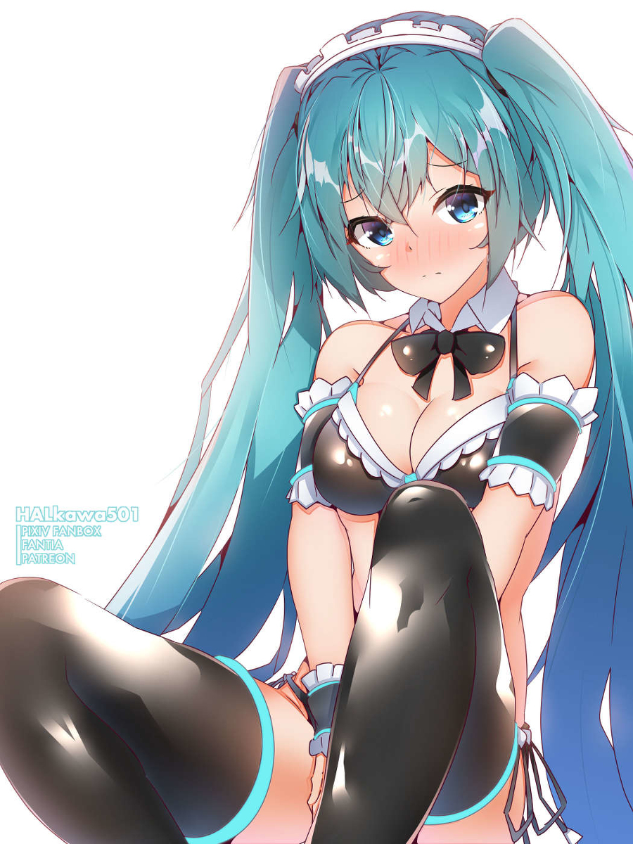 This is a pixiv picture whose title is ミクさんにアレなメイド服着てもらいました.