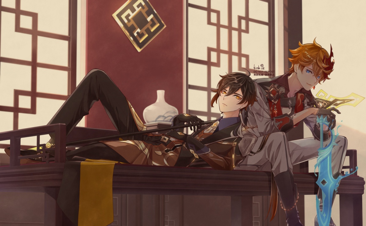 This is a pixiv picture whose title is 鍾離・タルタリヤ.