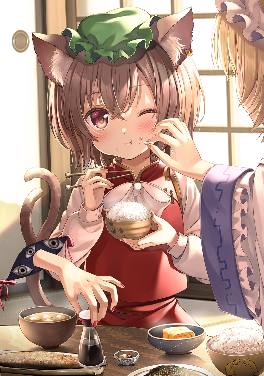 This is a pixiv picture whose title is 八雲一家の食卓.