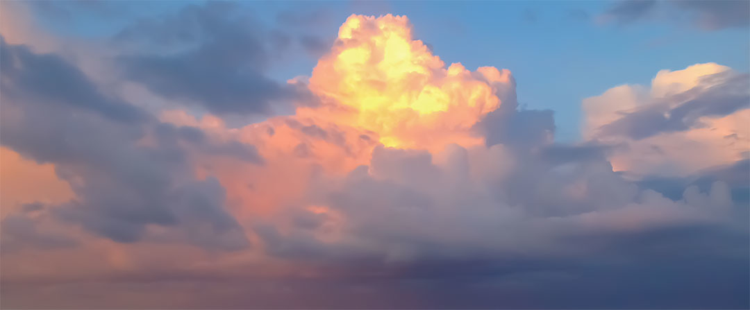 This is a pixiv picture whose title is 夕暮れの上空.
