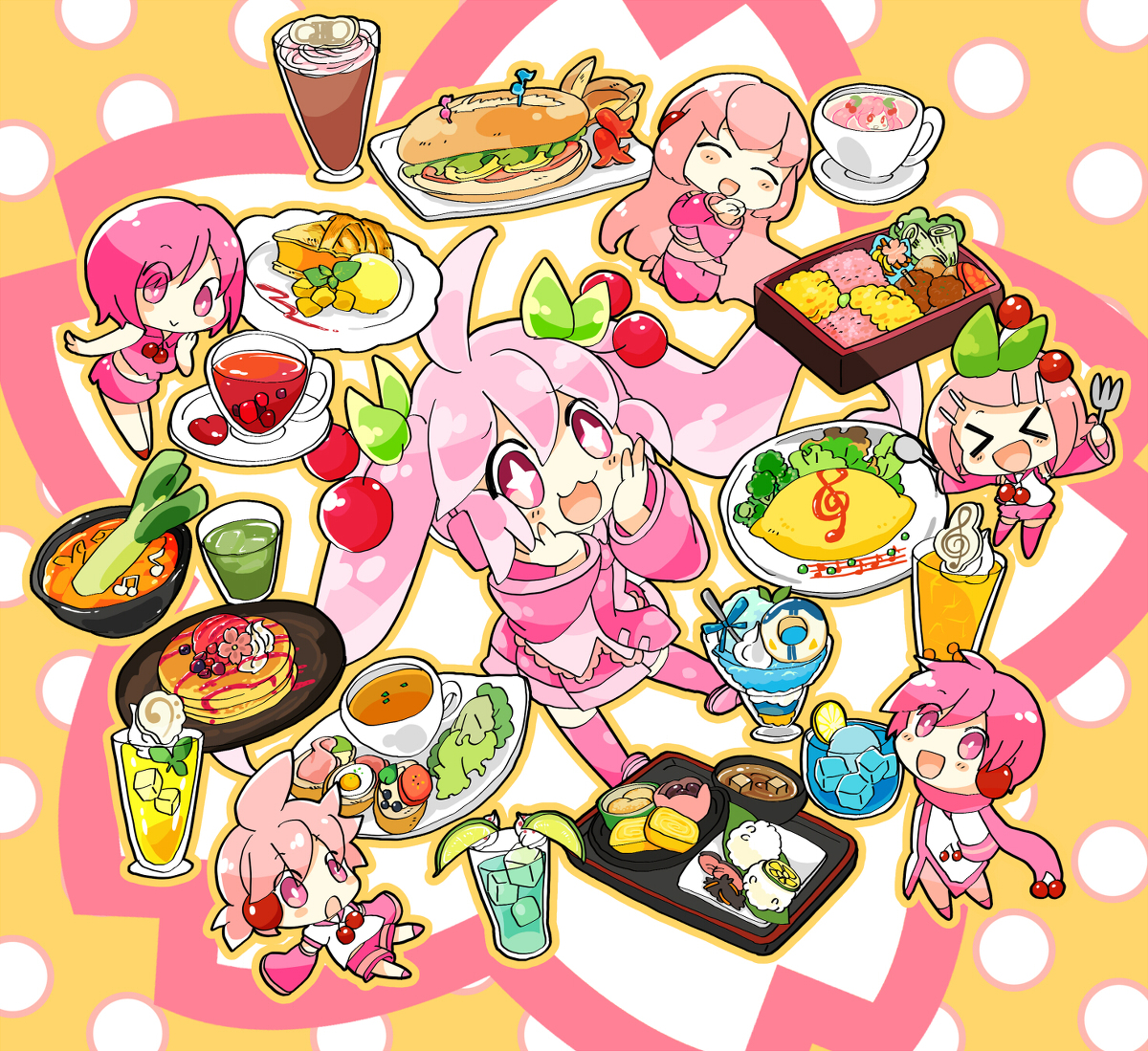 This is a pixiv picture whose title is 桜ミクカフェ！.