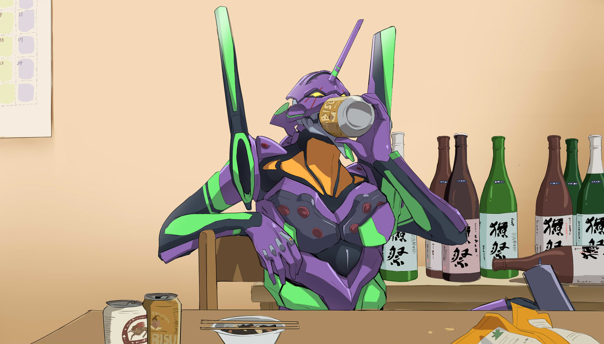 This is a pixiv picture whose title is 「人の域に留めておいたエヴァが本来の姿を取り戻していく」.