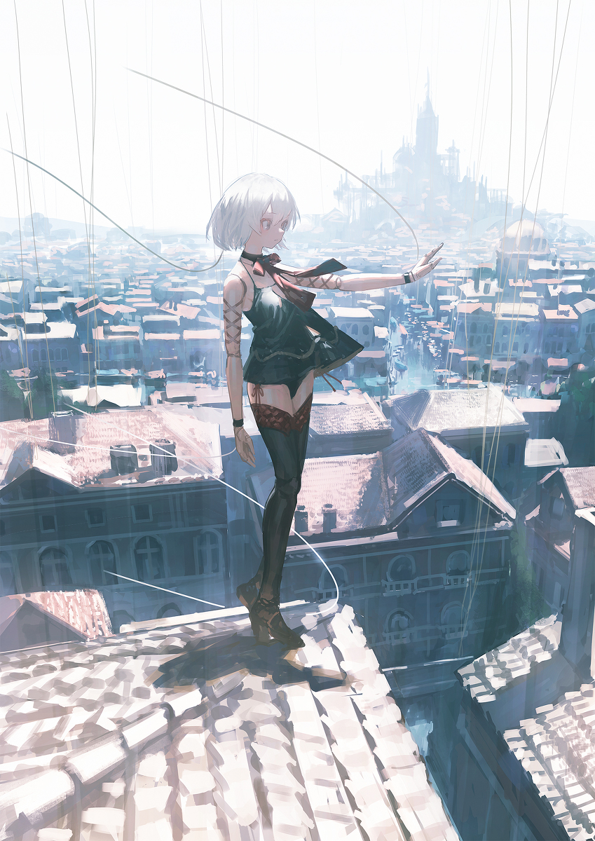 This is a pixiv picture whose title is 人形の町.
