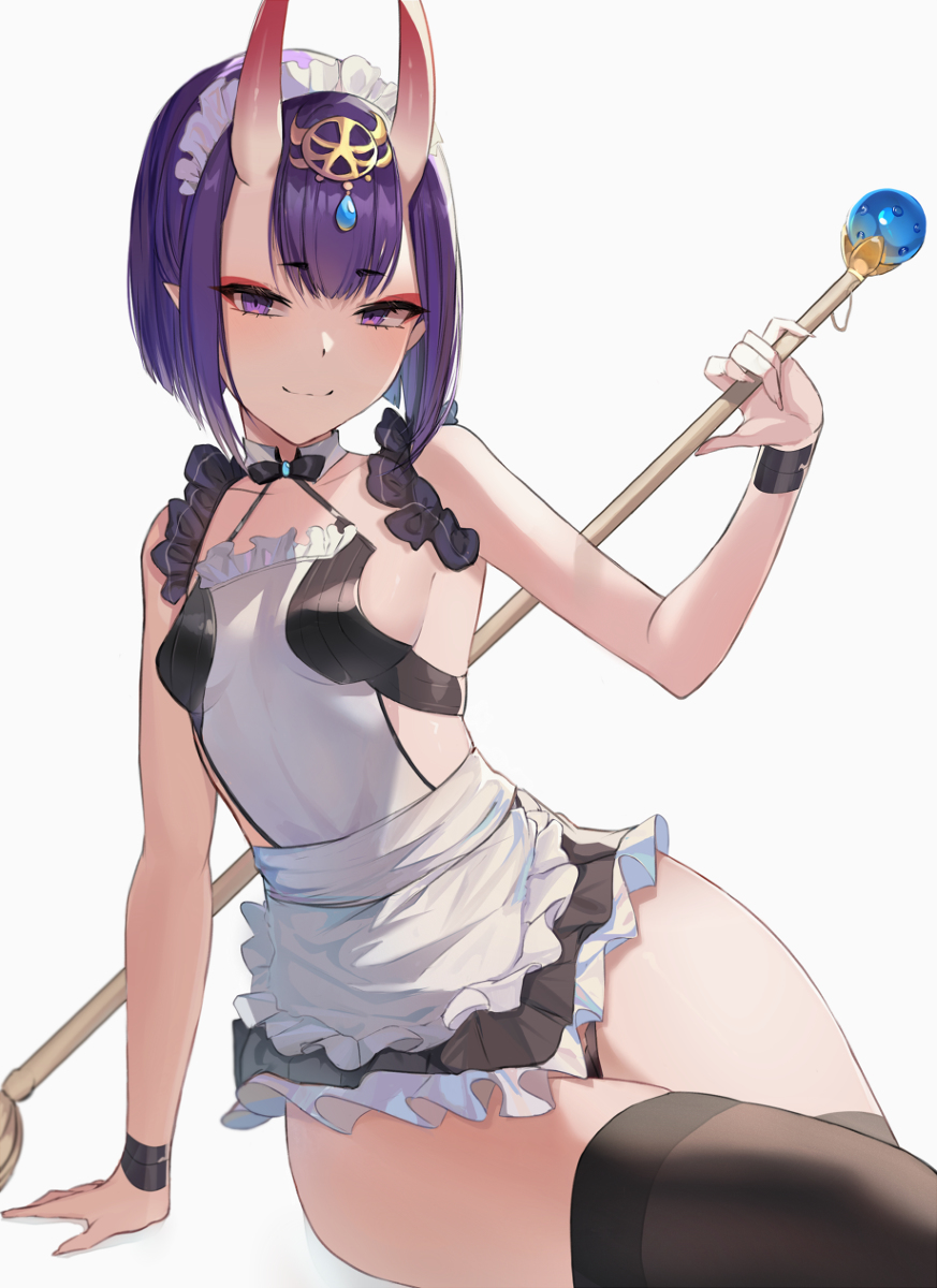 This is a pixiv picture whose title is 鬼メイド.