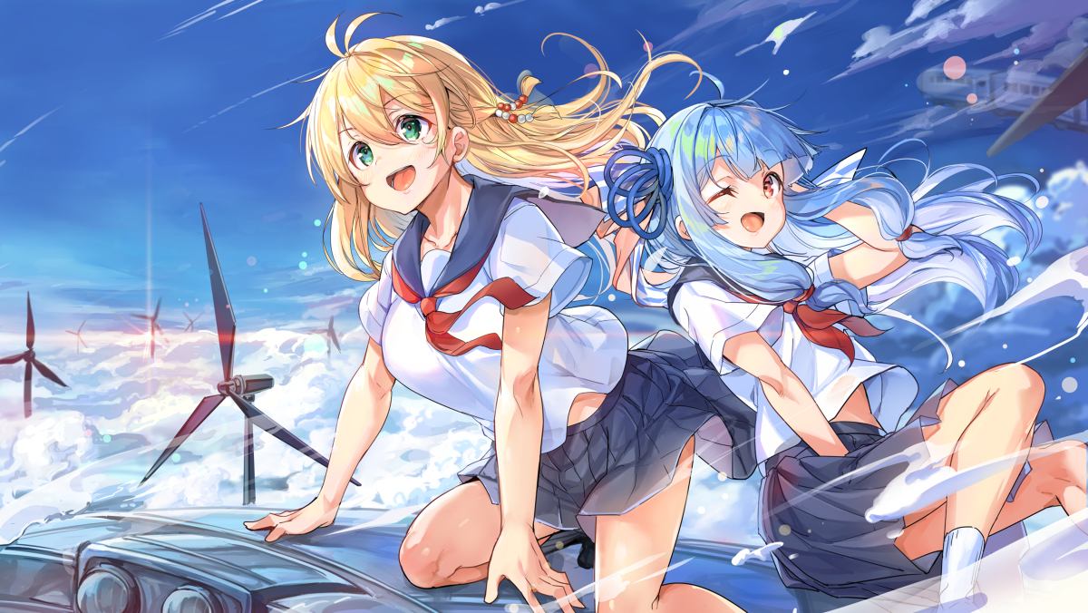 This is a pixiv picture whose title is あおマキ空奏列車.