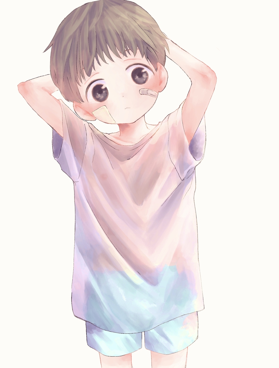 This is a pixiv picture whose title is すけてるTシャツを着る男の子.