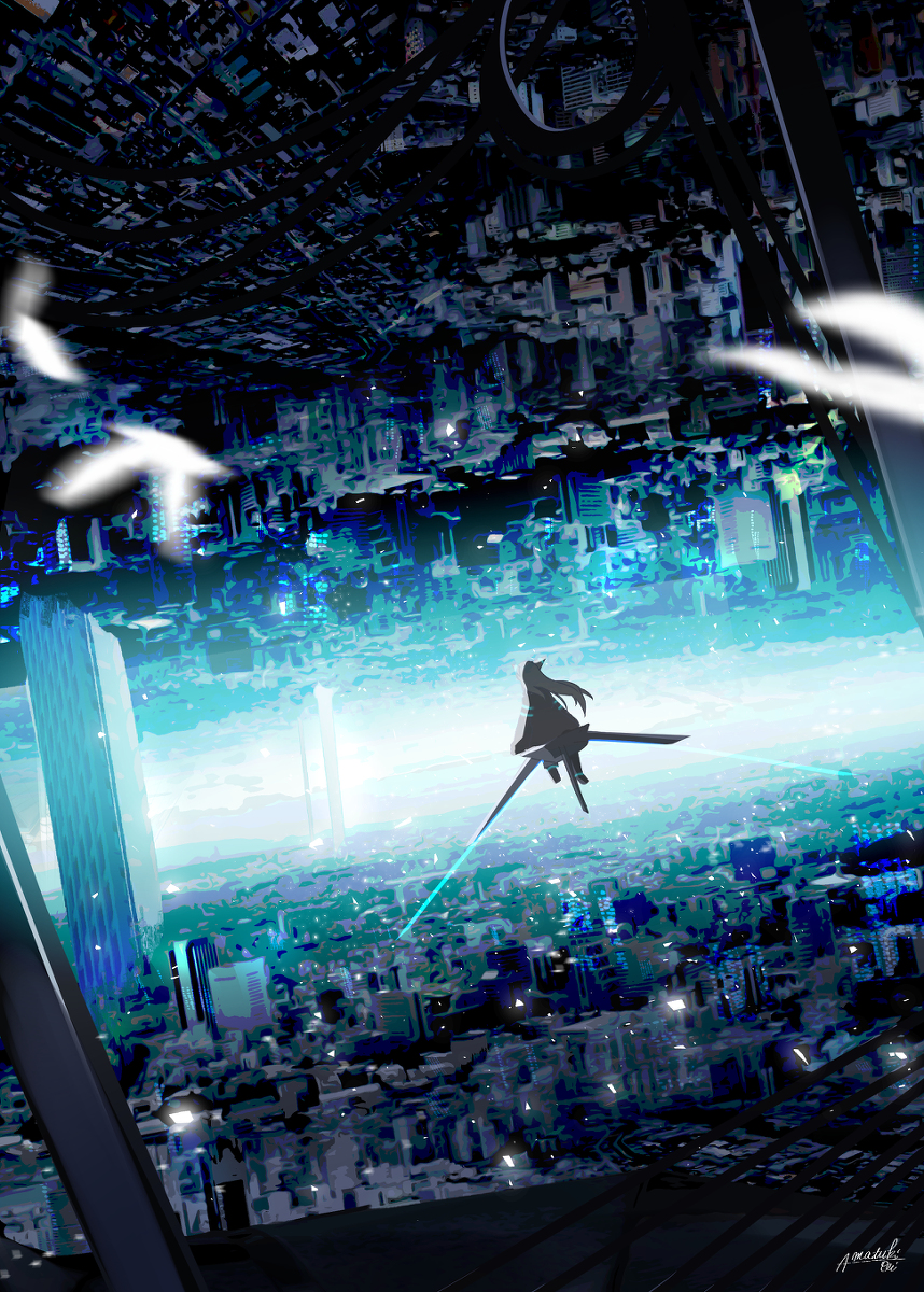 This is a pixiv picture whose title is 未来浮遊.