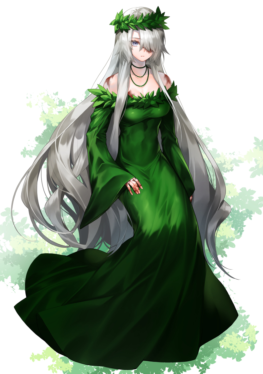 This is a pixiv picture whose title is 緑のドレス.