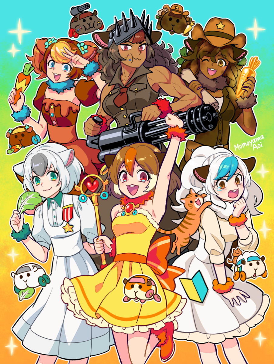 This is a pixiv picture whose title is モルカー擬人化🐹.