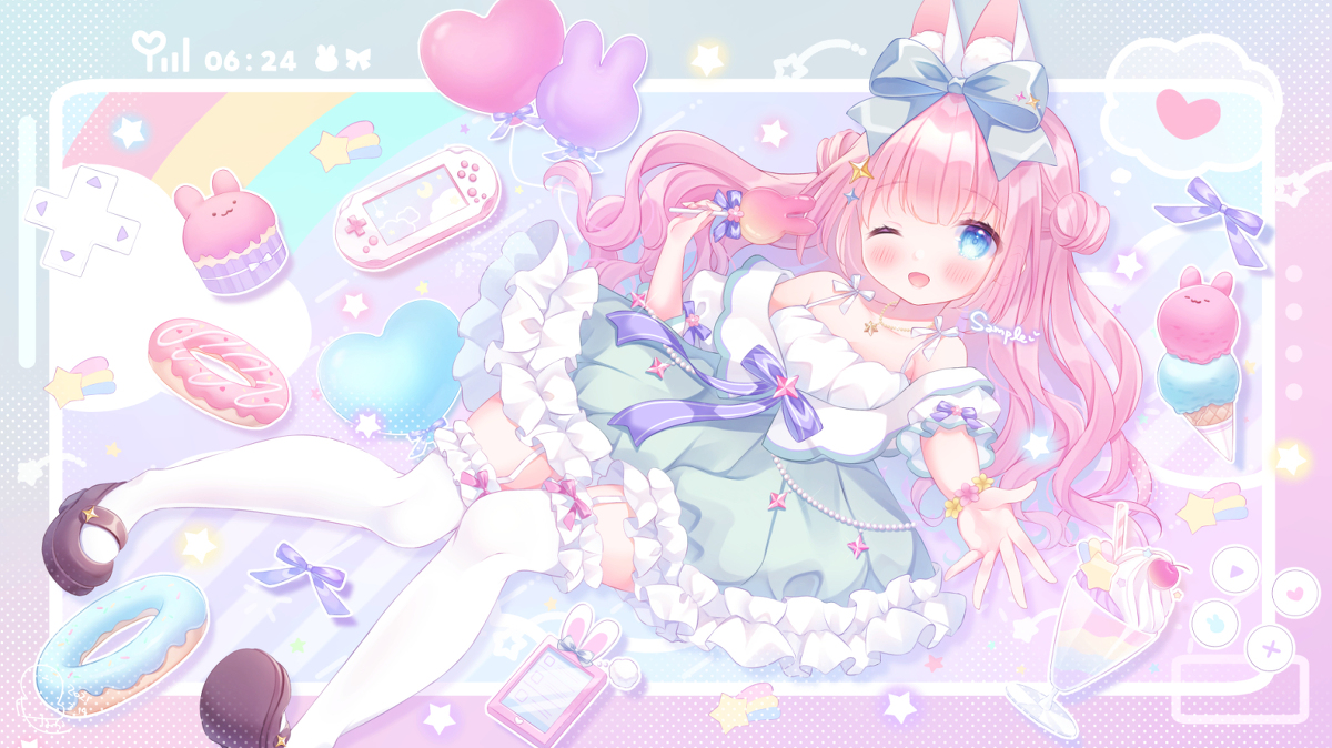 This is a pixiv picture whose title is 【お仕事】彩星りりこちゃん🐰🎀.