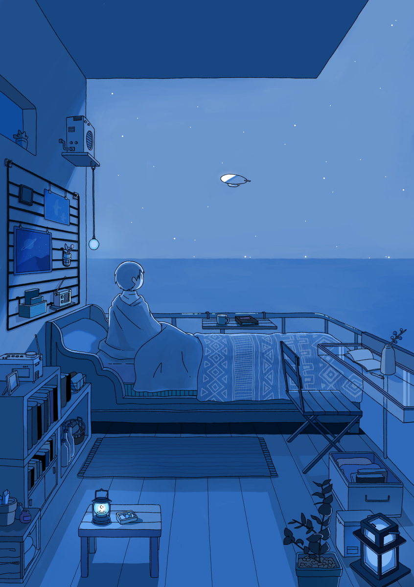 This is a pixiv picture whose title is 夜明け前の最終便.