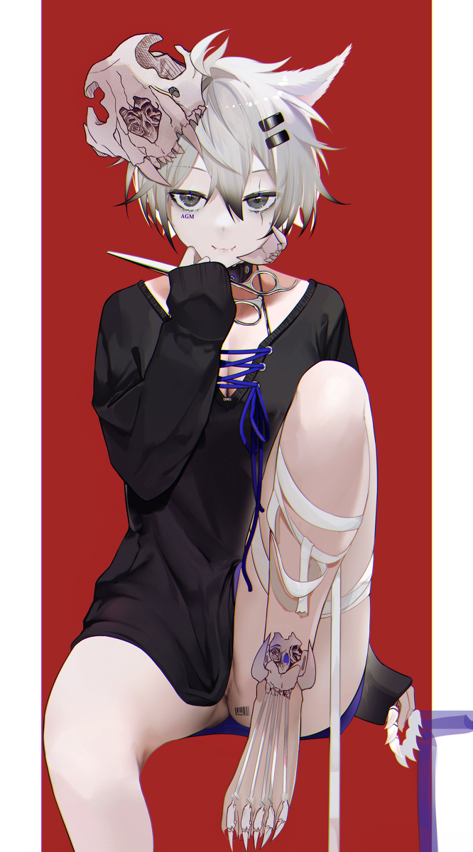 This is a pixiv picture whose title is 短发   拉狗.