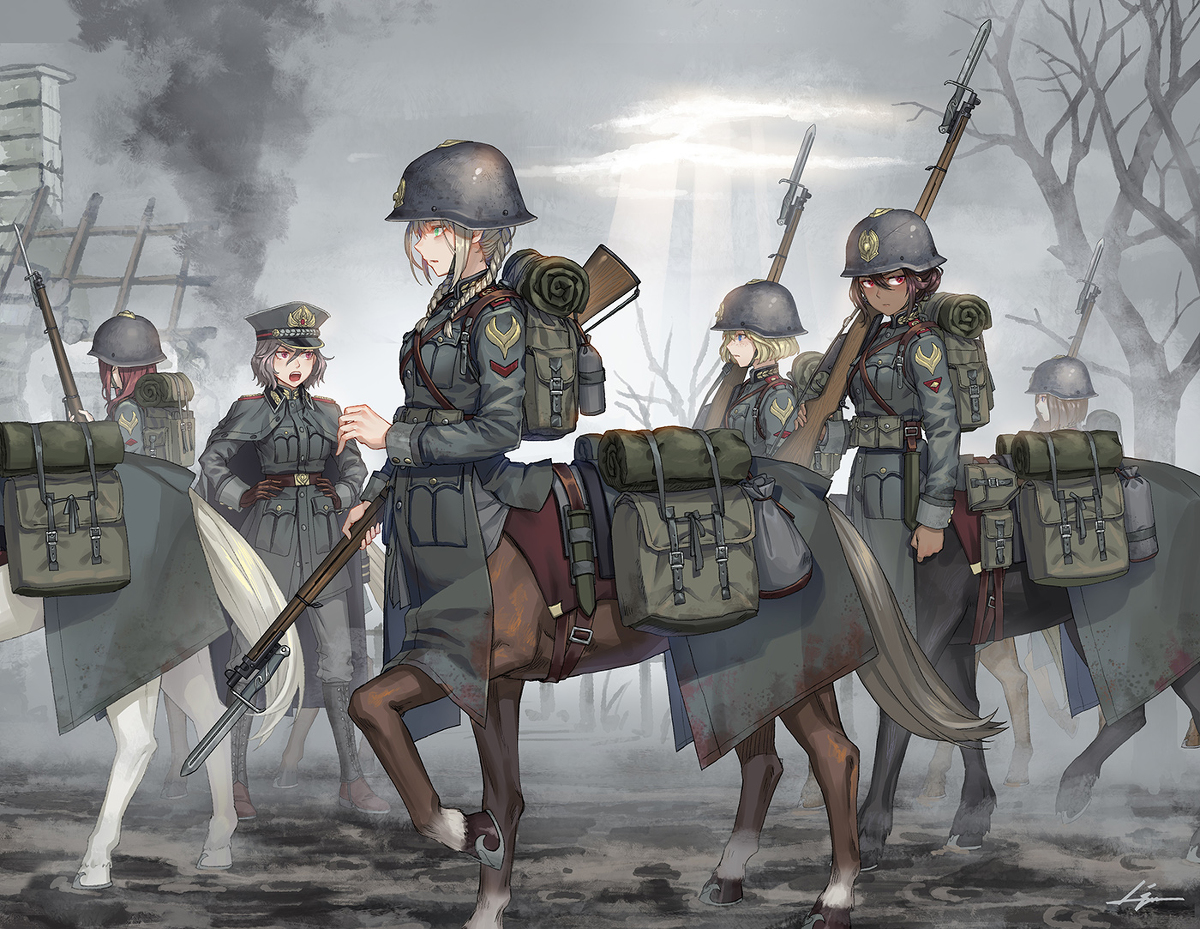 This is a pixiv picture whose title is Cavalry.