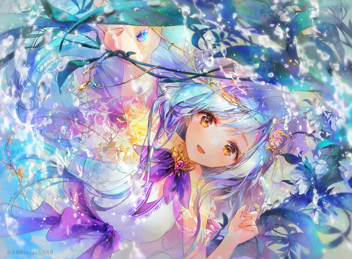 This is a pixiv picture whose title is 朝露の森.